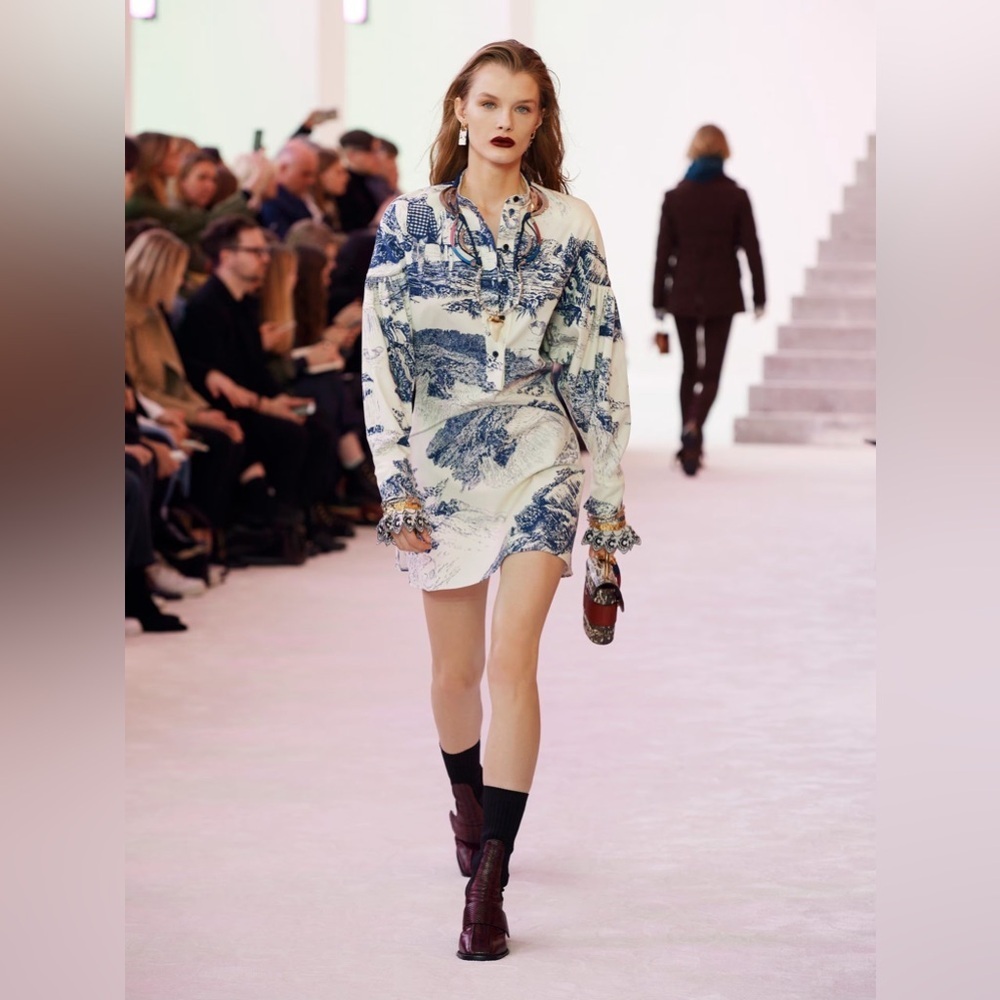 Chloe Toile Longsleeve Silk Minidress